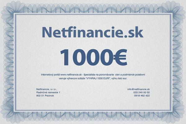 certifikát Netfinancie.sk vyhraj 1000 eur